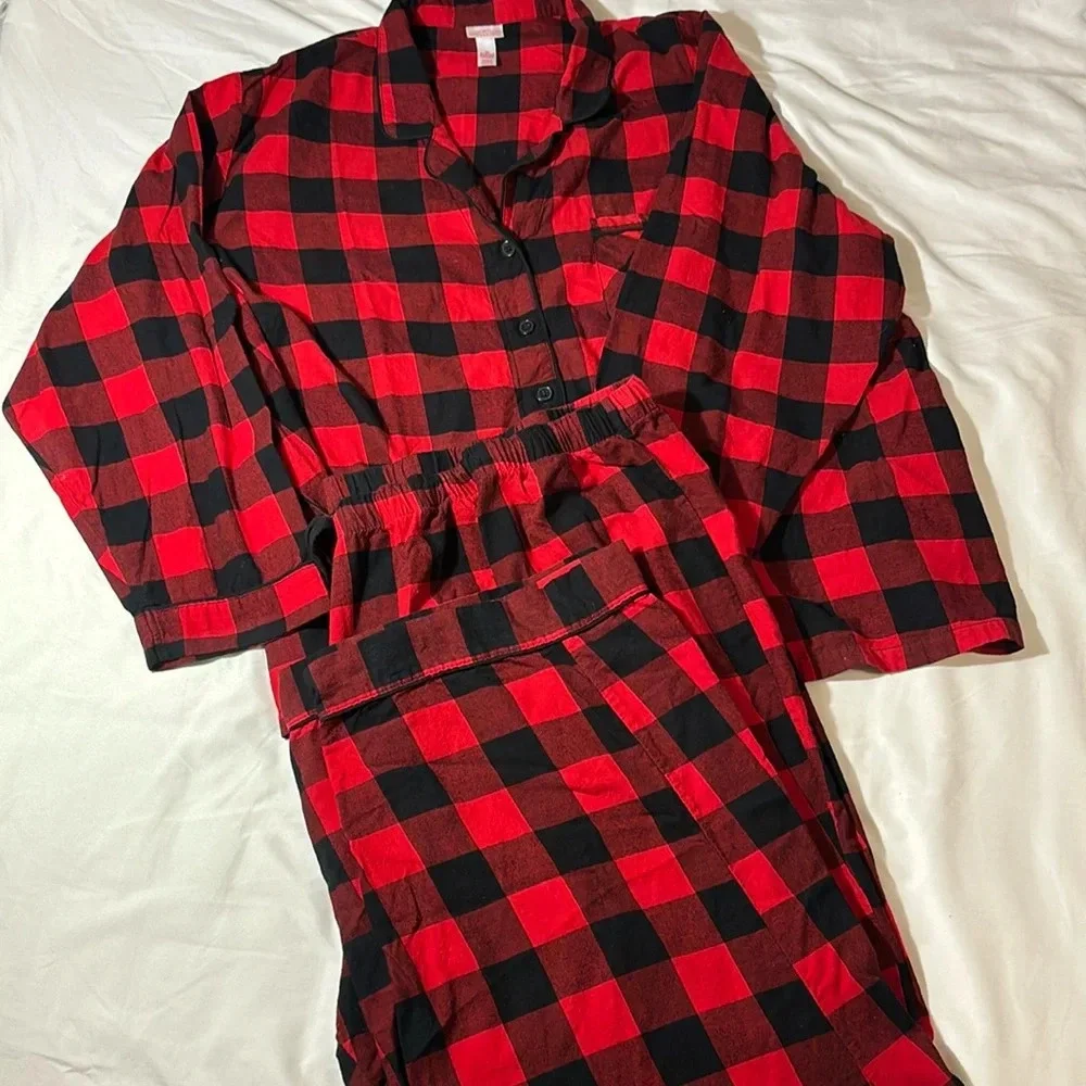 Wondershop -Womens Holiday Buffalo Check Plaid Flannel Pajama Set 3X
